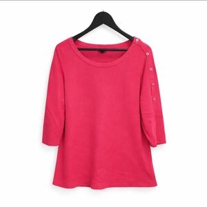 Talbots Pink Textured Knit Top With Button Detail Left Sleeve Sz 2X